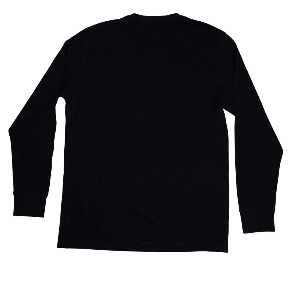 Polo Ralph Lauren Henley Shirt Mens Large Black Waffle Knit Thermal